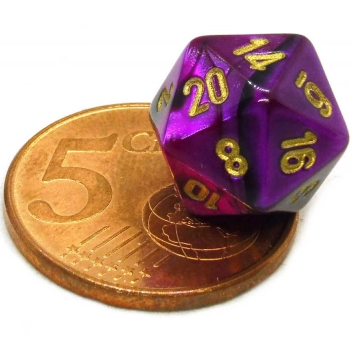 mini gemini black-purple/gold- set di 7 dadi poliedrici