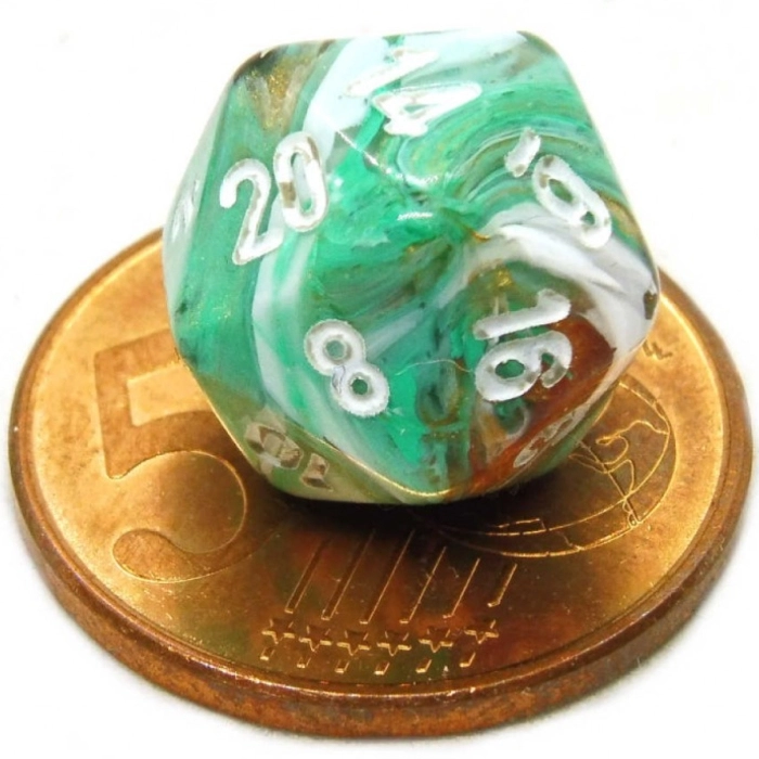 mini marble oxi-copper/white- set di 7 dadi poliedrici