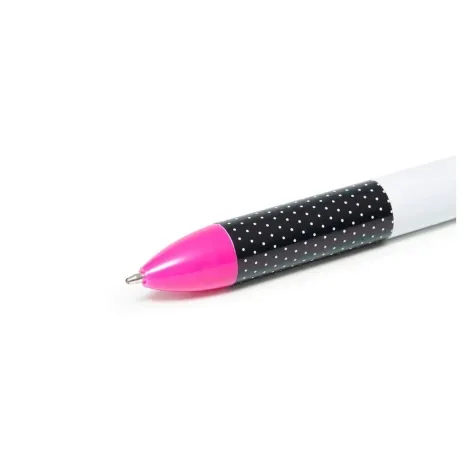 penna a due colori - click&clack - panda rosa-nero