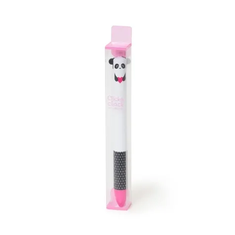 penna a due colori - click&clack - panda rosa-nero