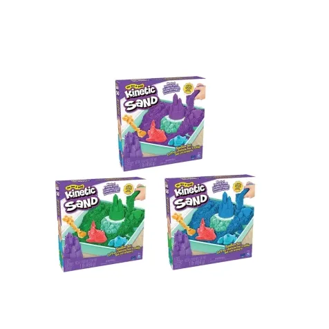 kinetic sand - castello di sabbia 450g con vaschetta e accessori - colori assortiti