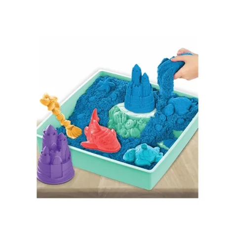 kinetic sand - castello di sabbia 450g con vaschetta e accessori - colori assortiti