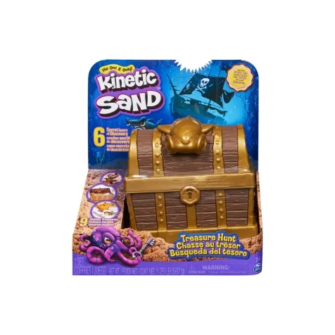 kinetic sand - caccia al tesoro - scrigno con sabbia 454g e accessori