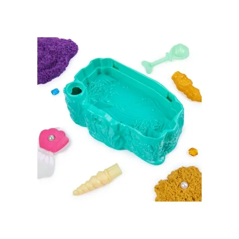 kinetic sand - cristallo della sirenetta - vaschetta con sabbia 325g e accessori