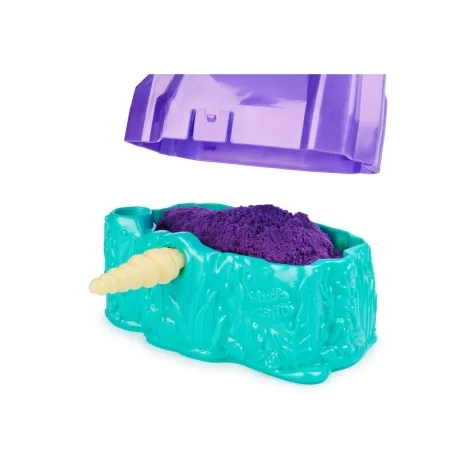 kinetic sand - cristallo della sirenetta - vaschetta con sabbia 325g e accessori