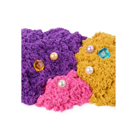 kinetic sand - cristallo della sirenetta - vaschetta con sabbia 325g e accessori