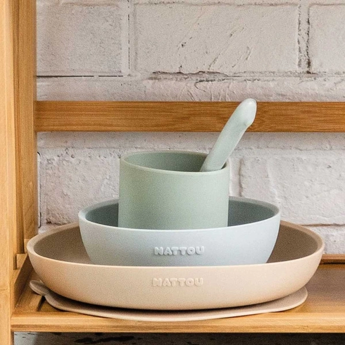 set 4 pezzi per la pappa verde sabbia