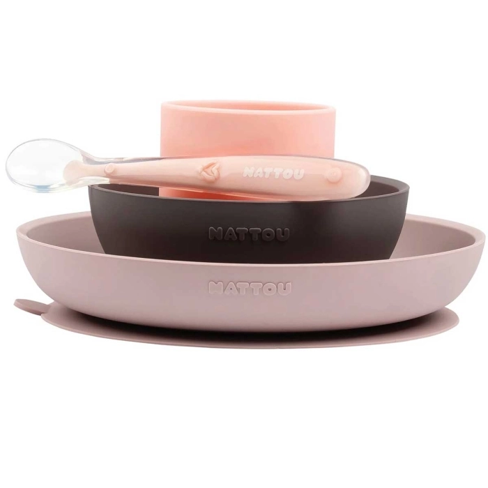 set 4 pezzi per la pappa rosa