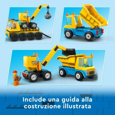 60391 - camion da cantiere e gru con palla da demolizione