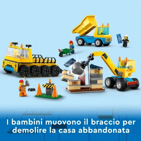 60391 - camion da cantiere e gru con palla da demolizione