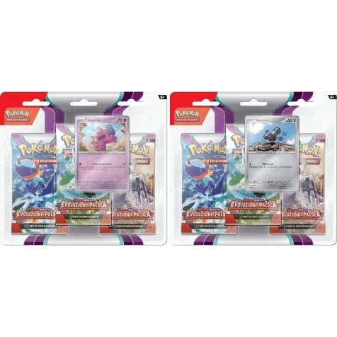 pokemon gcc - pokemon scarlatto e violetto evoluzioni a paldea - varoom - blister 3 bustine + 1 card (ita)