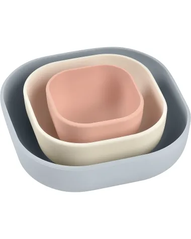 set 3 ciotole - grigio bianco e rosa - silicone alimentare: 1