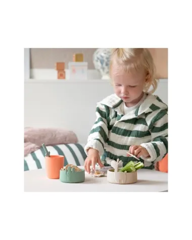 set 2 ciotole in silicone alimentare- lalee - sabbia/verde