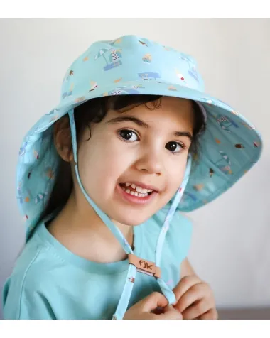 cappello estivo con paracollo - anti-uv spf50+ - seaside tg. m (2-4 anni)