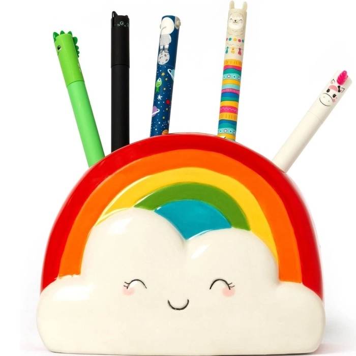 portapenne in ceramica - desk friends - arcobaleno