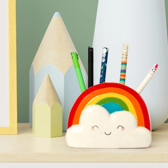 portapenne in ceramica - desk friends - arcobaleno