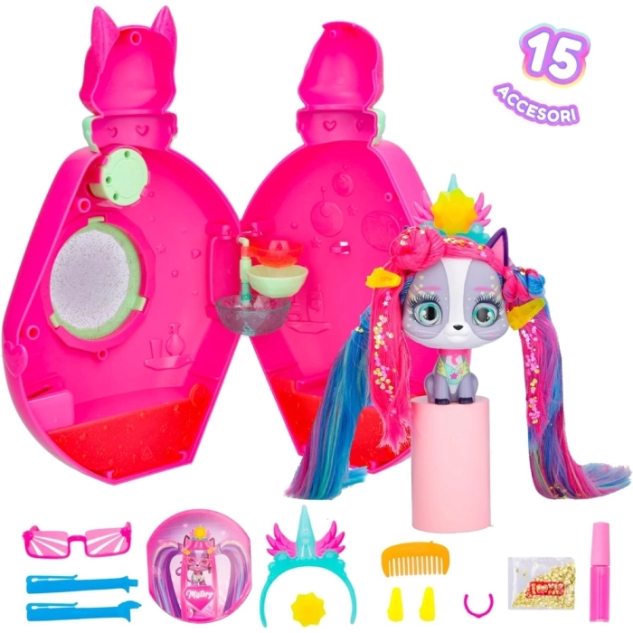 vip pets - cats - mistery - animaletto con lunghi capelli ed accessori