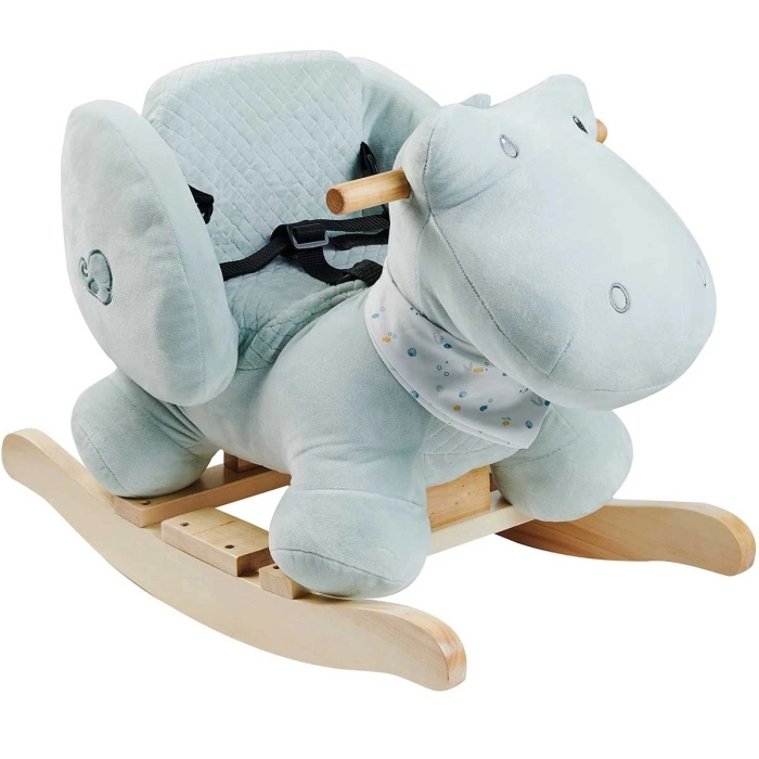 dondolo romeo il coccodrillo in legno e peluche - 60x30x45cm