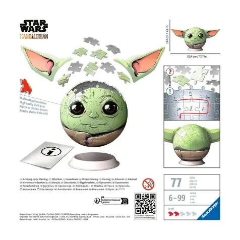 grogu baby yoda con orecchie - puzzle 3d