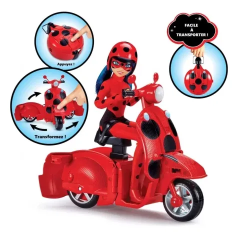 miraculous - scooter con lady bug bambola 26cm