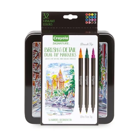 crayola signature - 16 pennarelli doppia punta (pennello e fine)
