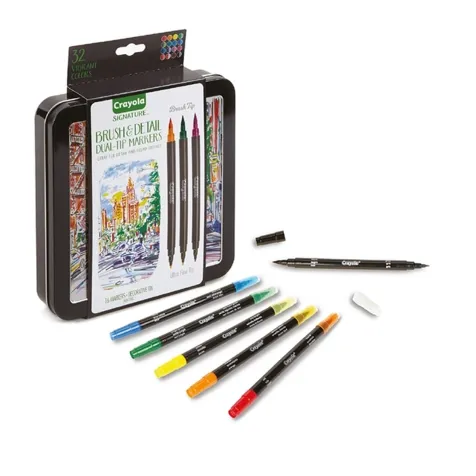 crayola signature - 16 pennarelli doppia punta (pennello e fine)