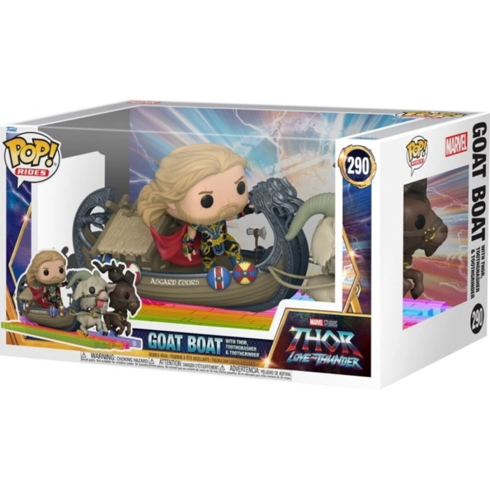 marvel: thor love and thunder - goat boat con thor, toothgrinder e toothgnasher - funko pop 290