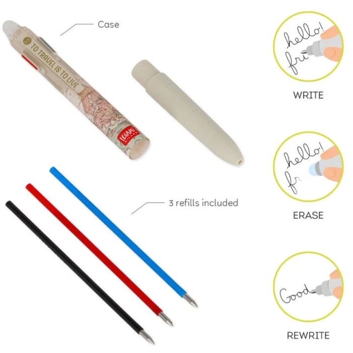 penna gel cancellabile 3 colori - pen makes mistakes - travel
