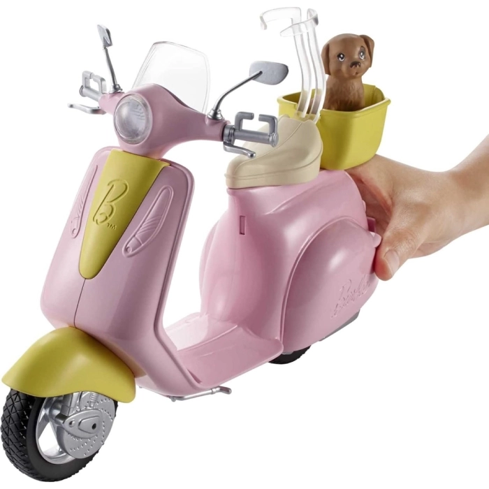 barbie playset con bambola in motorino e cagnolino