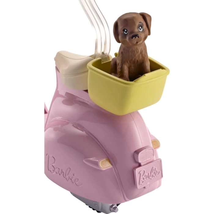 barbie playset con bambola in motorino e cagnolino