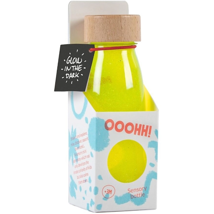 petit boum - bottiglia sensoriale float yellow fluo glow in the dark