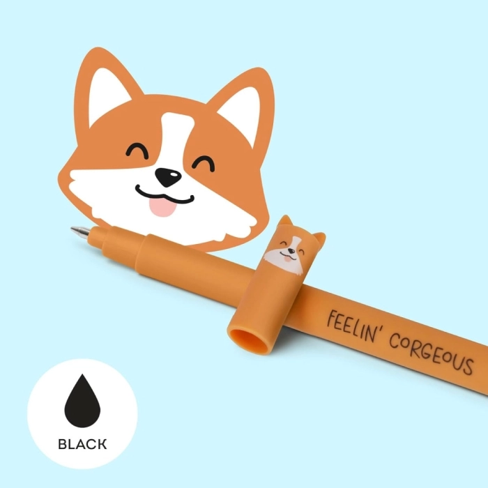 penna gel cancellabile corgi - inchiostro nero ricaricabile