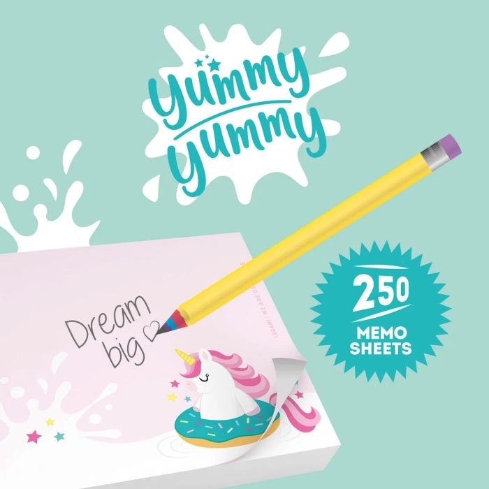 blocchetto memo - yummy yummy - post it unicorno