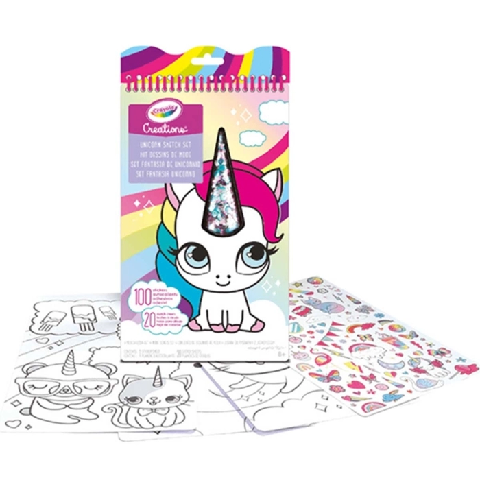 creations - set fantasia unicorno - 100 adesivi e 20 fogli da colorare