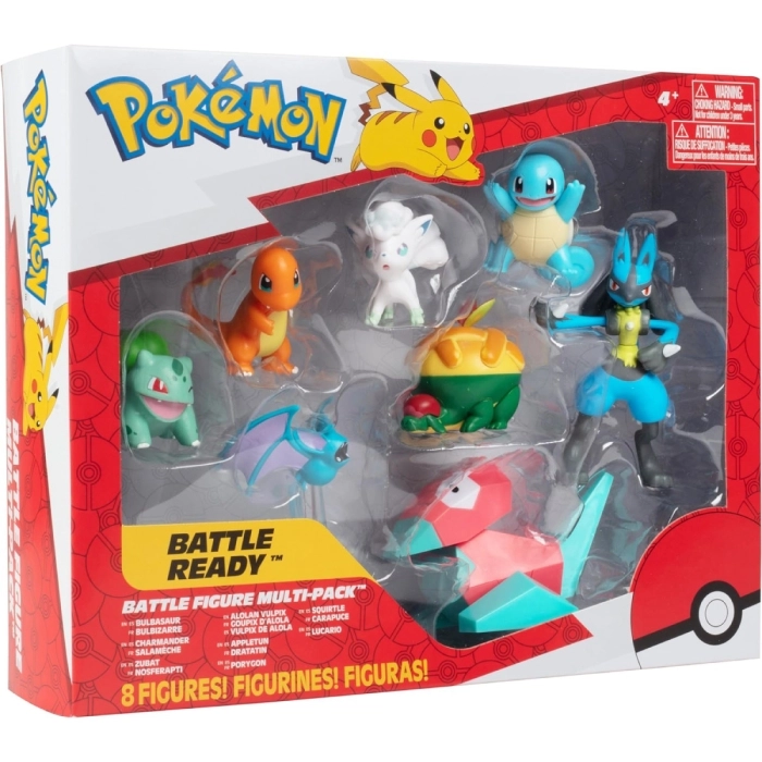 pokemon - battle figure multi-pack - bulbasaur / charmander / zubat / vulpix / appletun / porygon / squirtle / lucario
