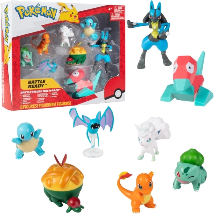 pokemon - battle figure multi-pack - bulbasaur / charmander / zubat / vulpix / appletun / porygon / squirtle / lucario
