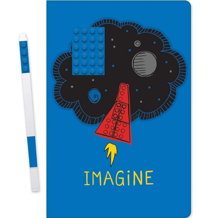 notebook imagine mattoncino blu 4x6 piu penna gel blu