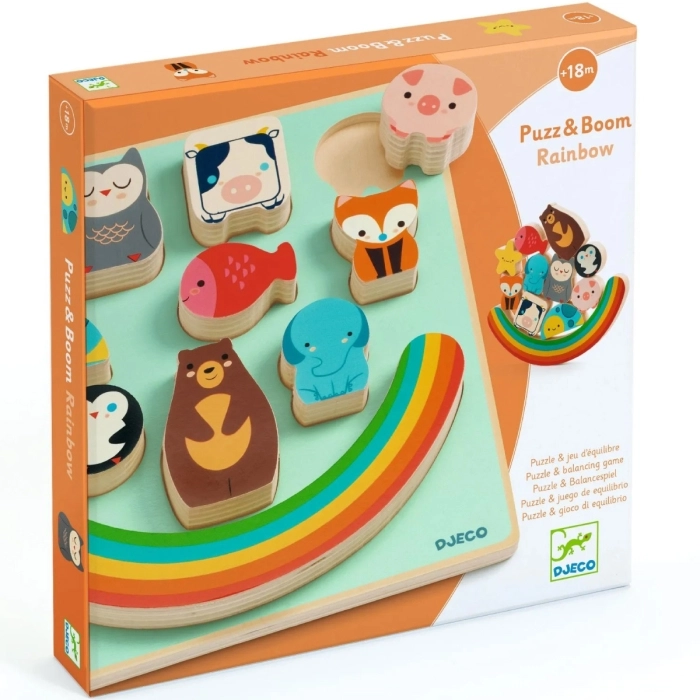 puzle in legno ad incastro ed equilibrio - puzz & boom rainbow: 1