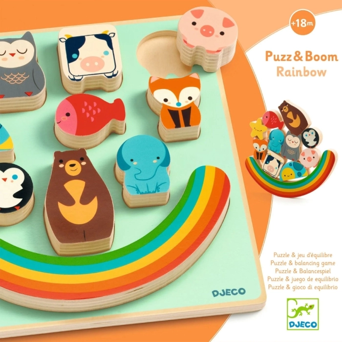 puzle in legno ad incastro ed equilibrio - puzz & boom rainbow: 2