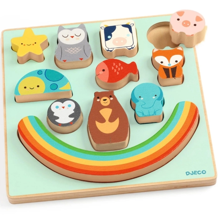 puzle in legno ad incastro ed equilibrio - puzz & boom rainbow: 4
