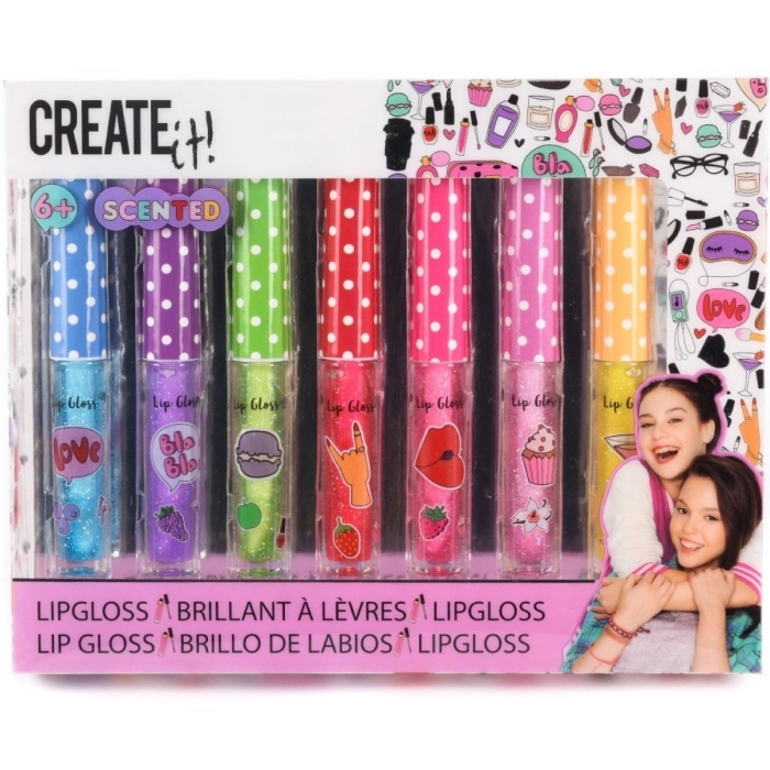 create it! lip gloss 7 pezzi fruit