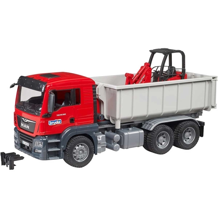 man tgs truck con container ribaltabile + schaffer compact loader 2630: 3