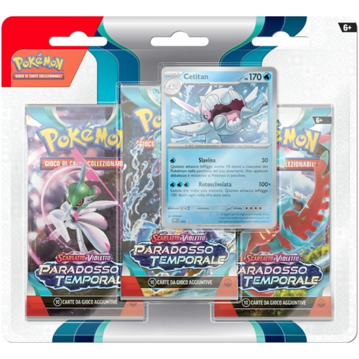 pokemon scarlatto e violetto paradosso temporale - cetitan - blister 3 bustine + 1 card (ita)