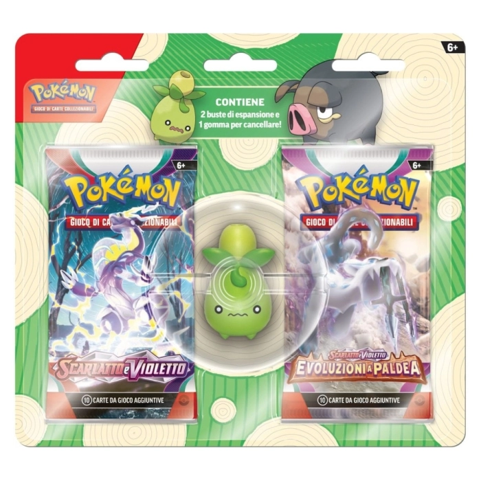 pokemon scarlatto e violetto evoluzioni a paldea - smoliv - blister 2 bustine + 1 mini action figure in gomma (ita): 1