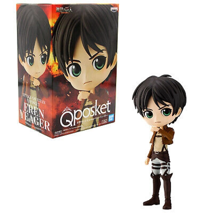 attack on titan - q posket - eren yeager (ver. a) - statua 14cm: 2