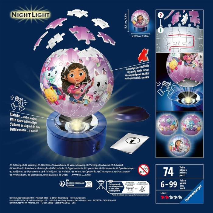 gabby's dollhouse - nightlight - puzzle 3d