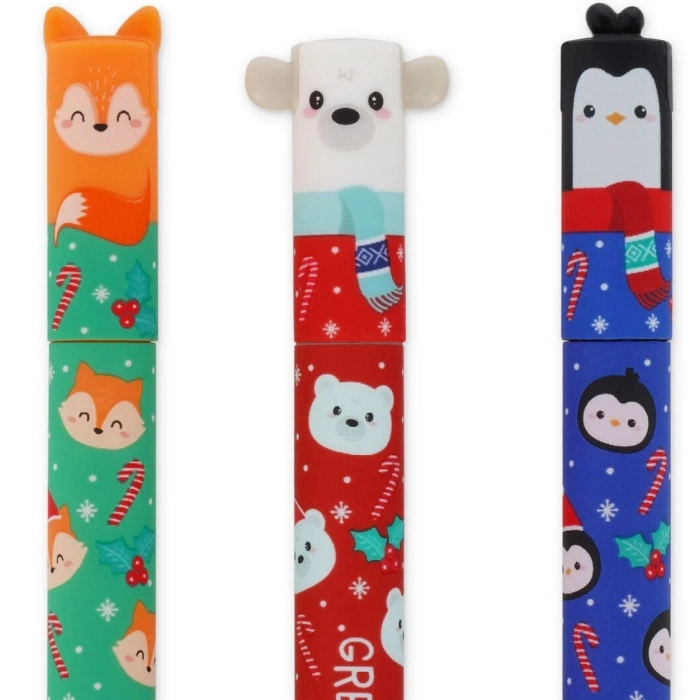 set di 3 penne gel cancellabili - erasable pen - xmas friends