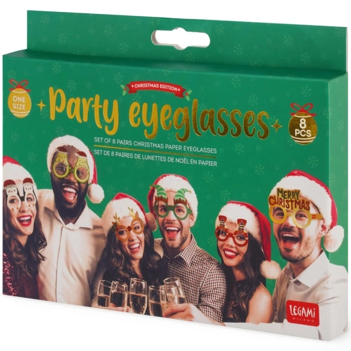 set di 8 occhiali natalizi in carta