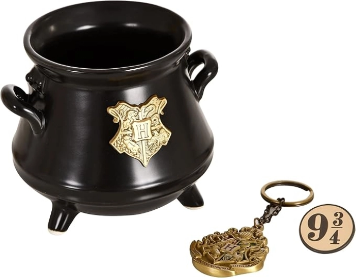 harry potter - premium pack - tazza calderone + portachiavi 3d + spilla in metallo: 2
