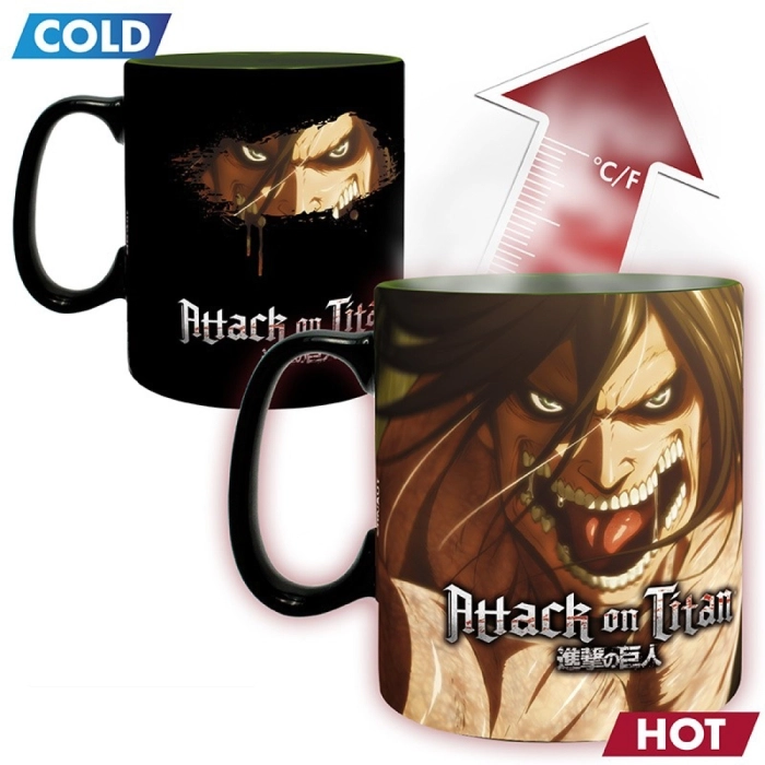 attack on titan - tazza heat change 460ml - titan eren s3: 2